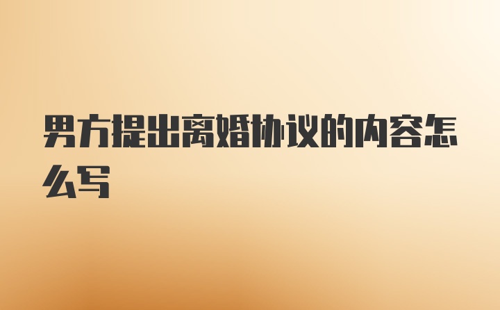 男方提出离婚协议的内容怎么写