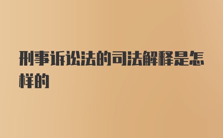 刑事诉讼法的司法解释是怎样的