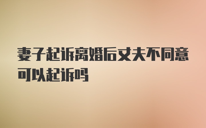 妻子起诉离婚后丈夫不同意可以起诉吗