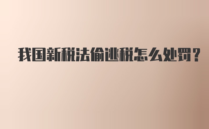 我国新税法偷逃税怎么处罚？