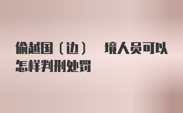 偷越国(边) 境人员可以怎样判刑处罚