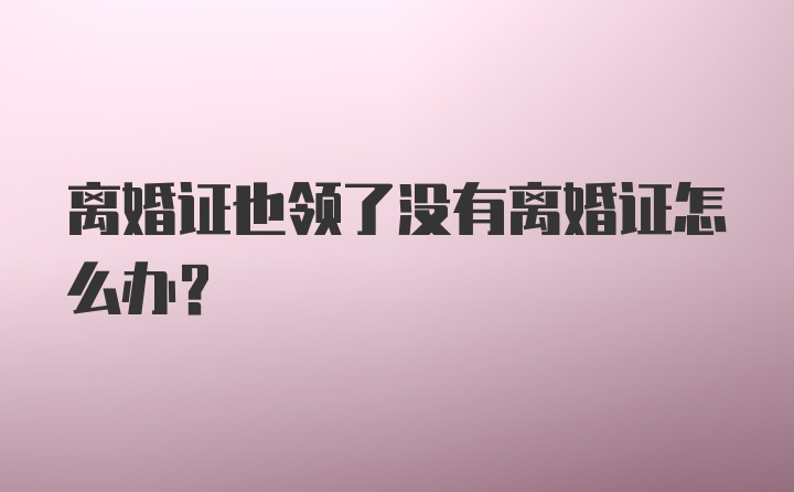 离婚证也领了没有离婚证怎么办？