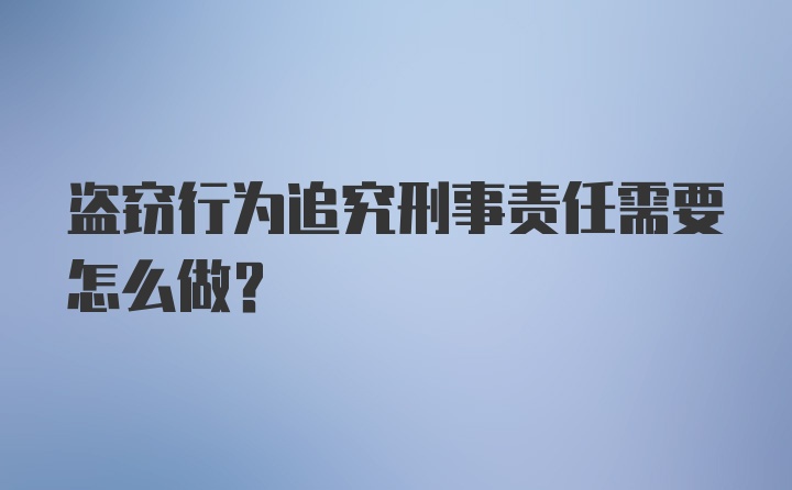 盗窃行为追究刑事责任需要怎么做？