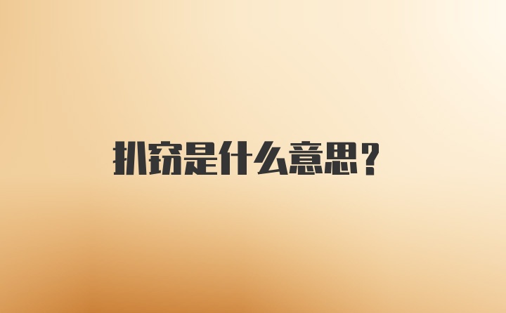 扒窃是什么意思?