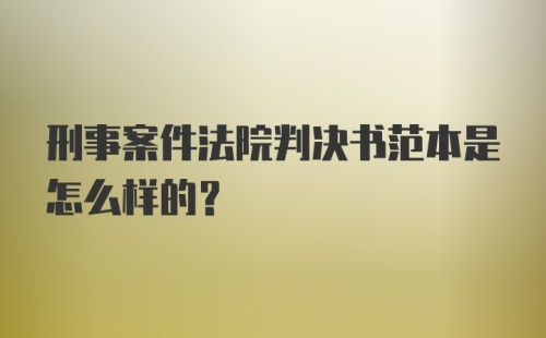 刑事案件法院判决书范本是怎么样的？