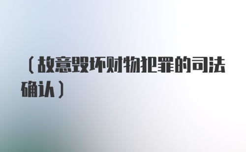 (故意毁坏财物犯罪的司法确认)