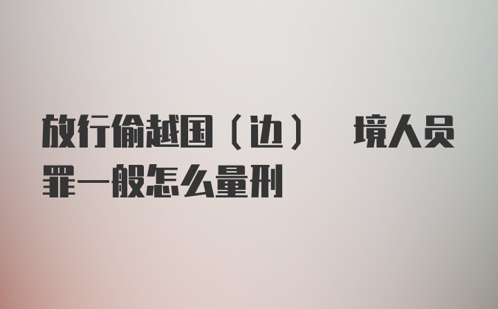 放行偷越国(边) 境人员罪一般怎么量刑