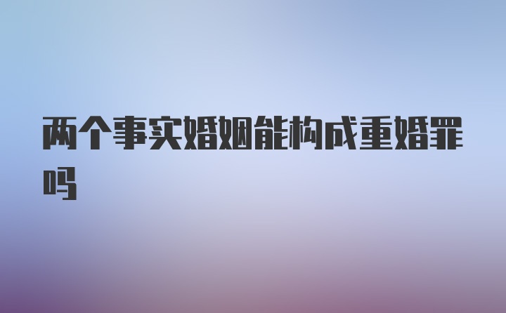 两个事实婚姻能构成重婚罪吗