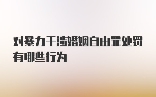 对暴力干涉婚姻自由罪处罚有哪些行为