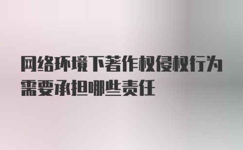 网络环境下著作权侵权行为需要承担哪些责任