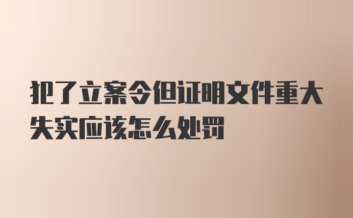 犯了立案令但证明文件重大失实应该怎么处罚