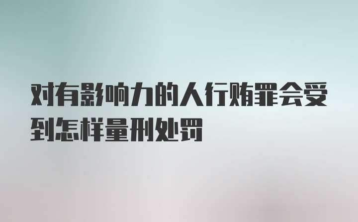 对有影响力的人行贿罪会受到怎样量刑处罚