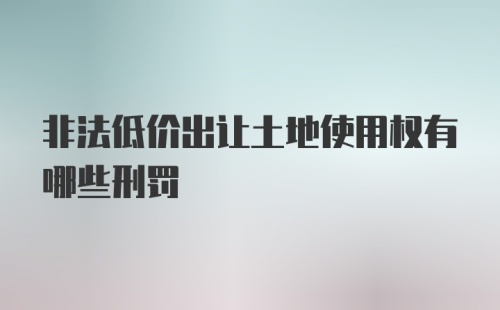 非法低价出让土地使用权有哪些刑罚