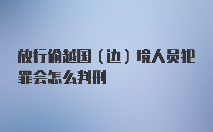 放行偷越国(边)境人员犯罪会怎么判刑