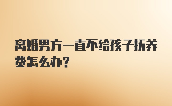 离婚男方一直不给孩子抚养费怎么办？