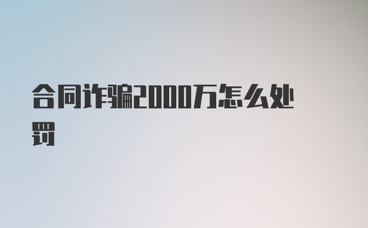 合同诈骗2000万怎么处罚