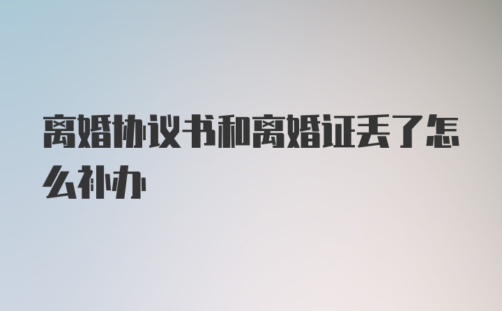 离婚协议书和离婚证丢了怎么补办