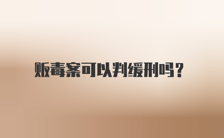 贩毒案可以判缓刑吗？