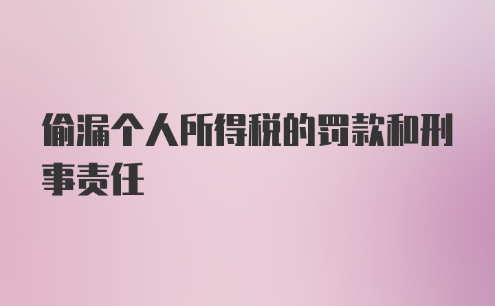 偷漏个人所得税的罚款和刑事责任