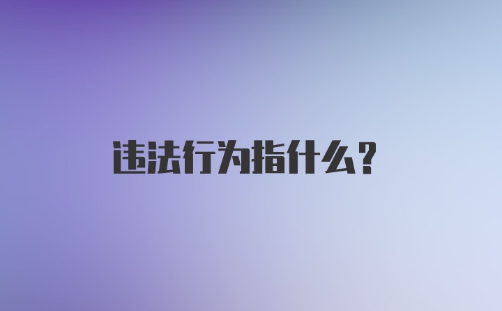 违法行为指什么？