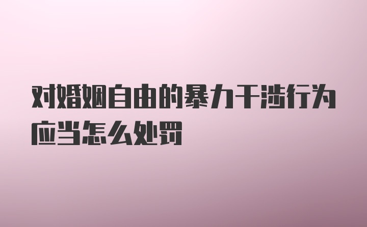 对婚姻自由的暴力干涉行为应当怎么处罚