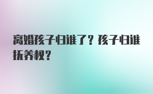 离婚孩子归谁了？孩子归谁抚养权？