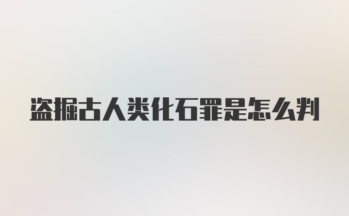 盗掘古人类化石罪是怎么判