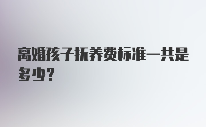 离婚孩子抚养费标准一共是多少?