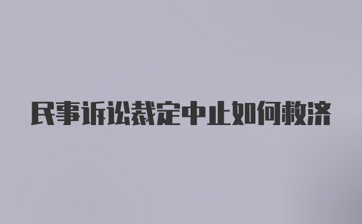 民事诉讼裁定中止如何救济