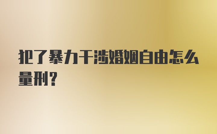 犯了暴力干涉婚姻自由怎么量刑？