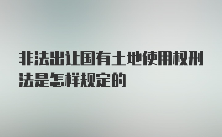 非法出让国有土地使用权刑法是怎样规定的