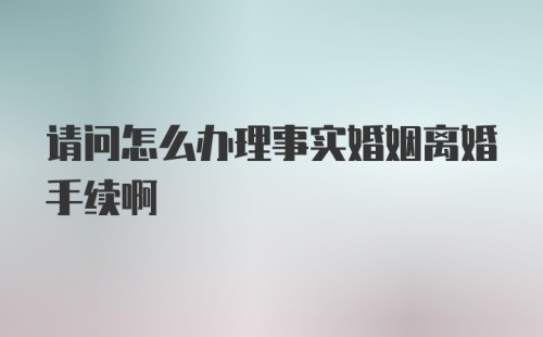 请问怎么办理事实婚姻离婚手续啊