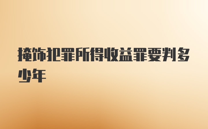 掩饰犯罪所得收益罪要判多少年