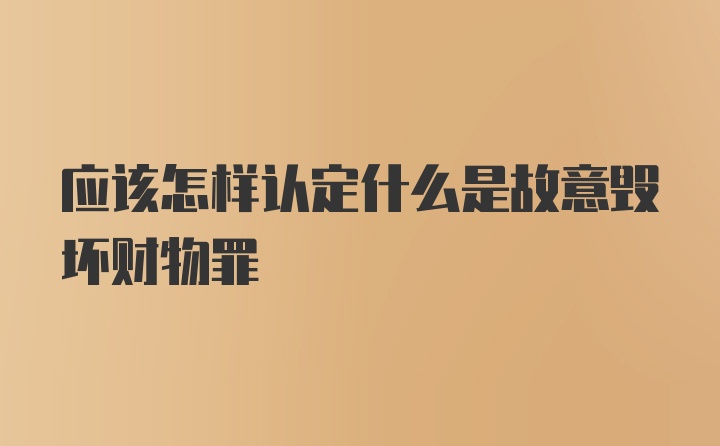 应该怎样认定什么是故意毁坏财物罪