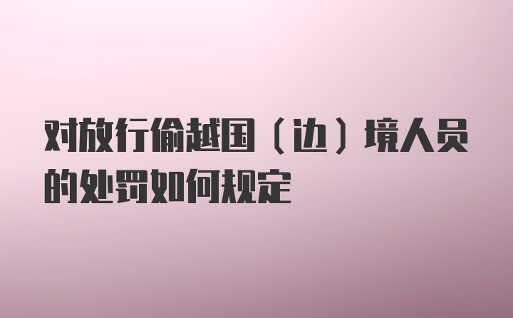 对放行偷越国（边）境人员的处罚如何规定