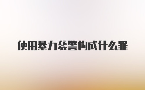 使用暴力袭警构成什么罪