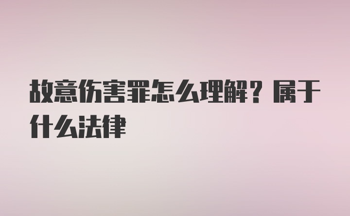 故意伤害罪怎么理解？属于什么法律