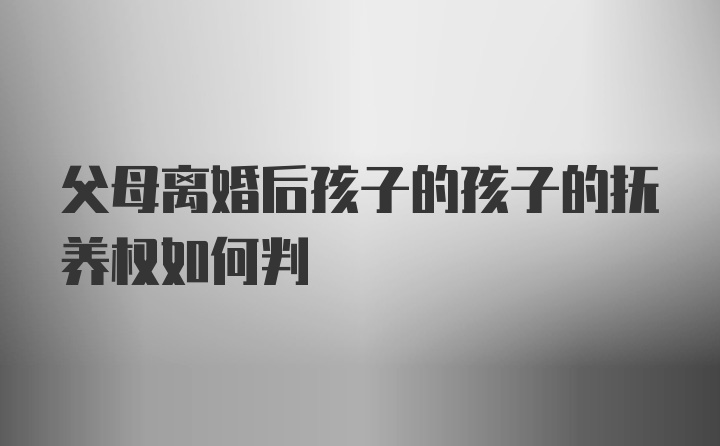 父母离婚后孩子的孩子的抚养权如何判