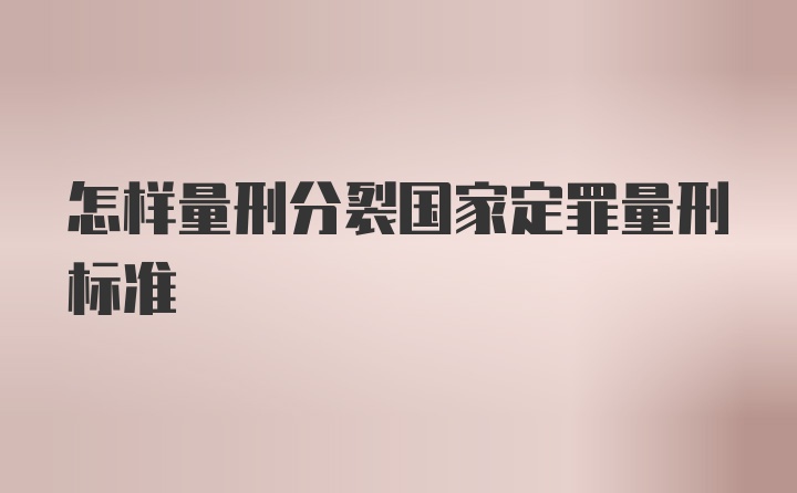 怎样量刑分裂国家定罪量刑标准