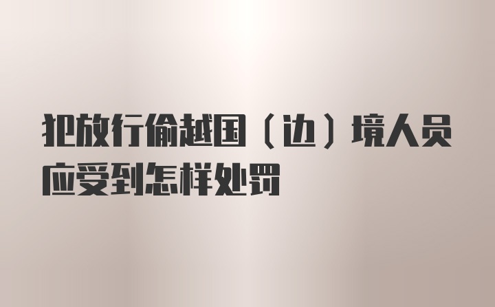 犯放行偷越国（边）境人员应受到怎样处罚