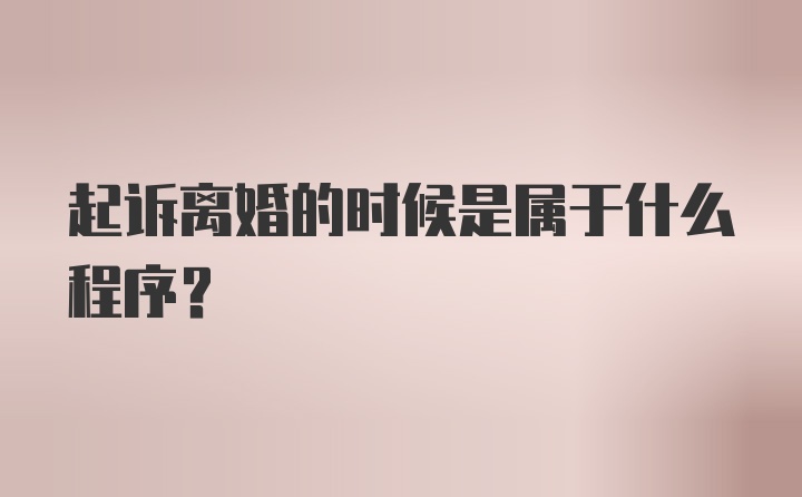 起诉离婚的时候是属于什么程序？