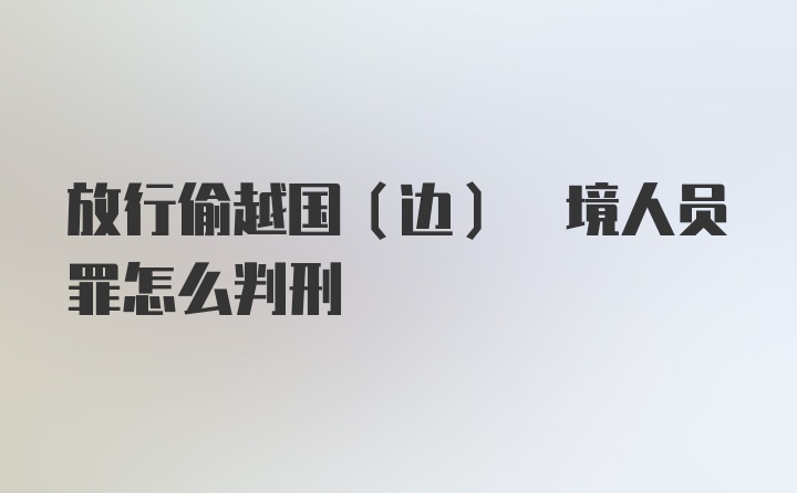 放行偷越国(边) 境人员罪怎么判刑