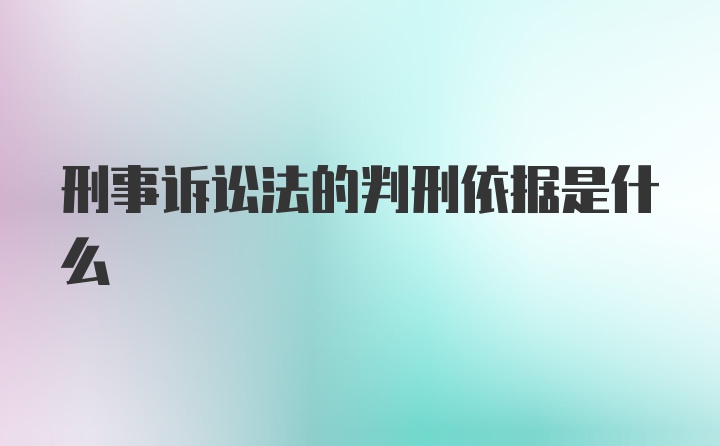 刑事诉讼法的判刑依据是什么