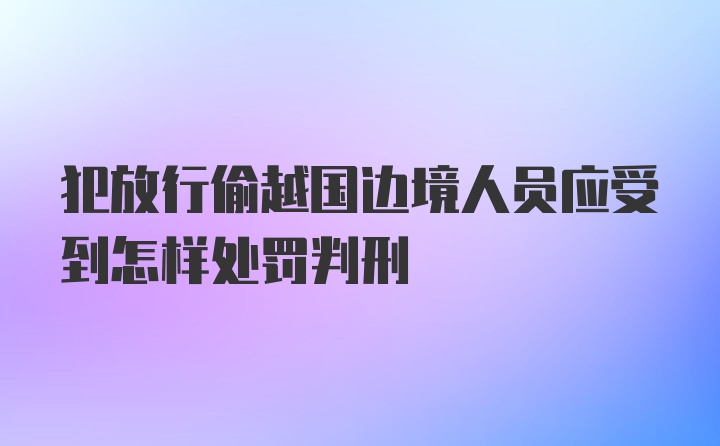 犯放行偷越国边境人员应受到怎样处罚判刑