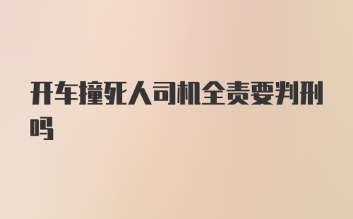 开车撞死人司机全责要判刑吗