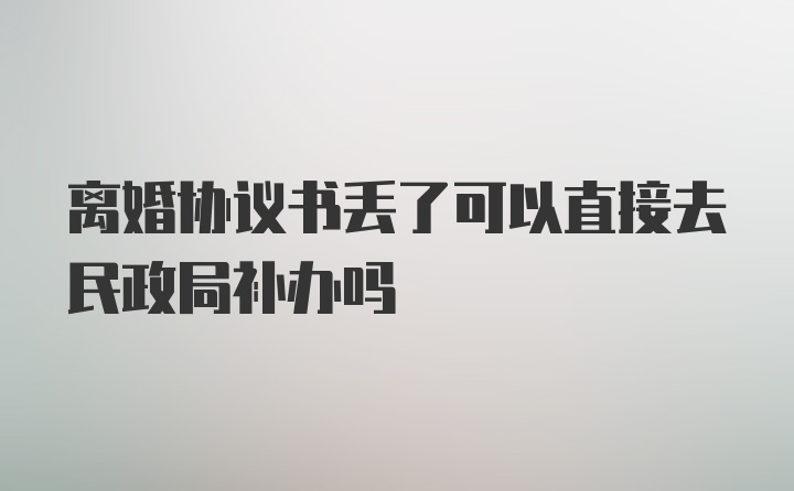 离婚协议书丢了可以直接去民政局补办吗