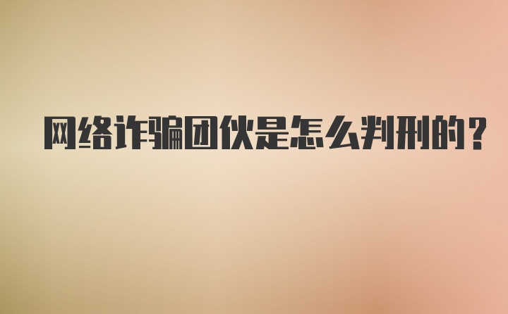 网络诈骗团伙是怎么判刑的？