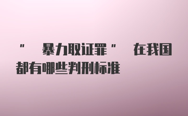 " 暴力取证罪" 在我国都有哪些判刑标准