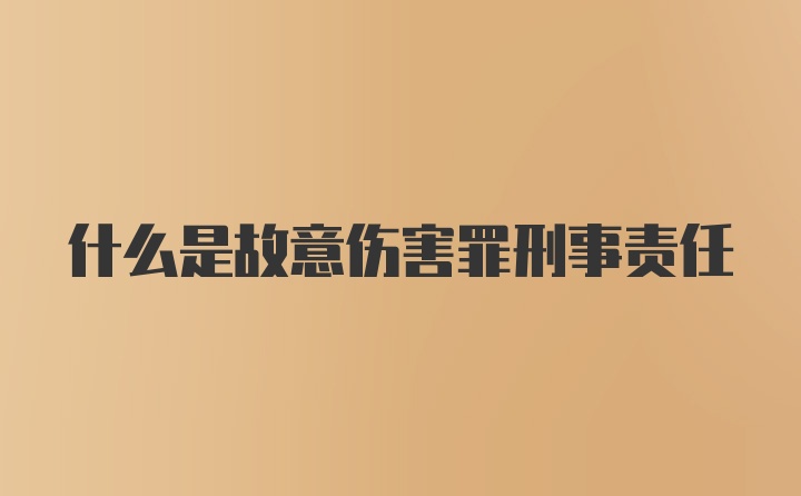 什么是故意伤害罪刑事责任