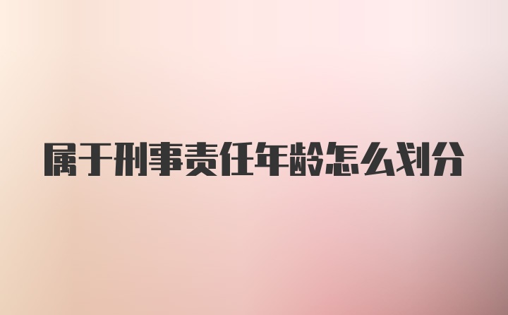 属于刑事责任年龄怎么划分